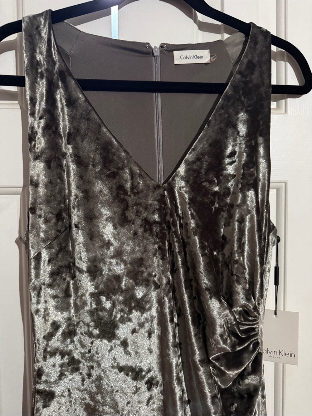 Calvin Klein Green/Silver Crushed Velvet Maxi Dress - Picture 4 of 5